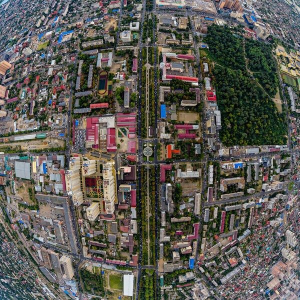 Krasnodar, Russia. Summer aerial panorama of the city. Red Street (Krasnaya)