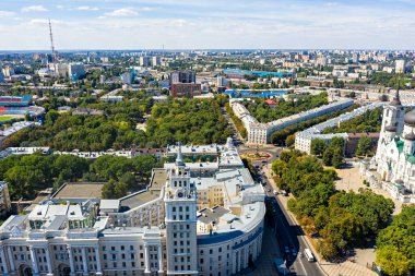Voronezh, Rusya - 23 Ağustos 2020: Güneydoğu Demiryolu İnşaatı. Hava görünümü