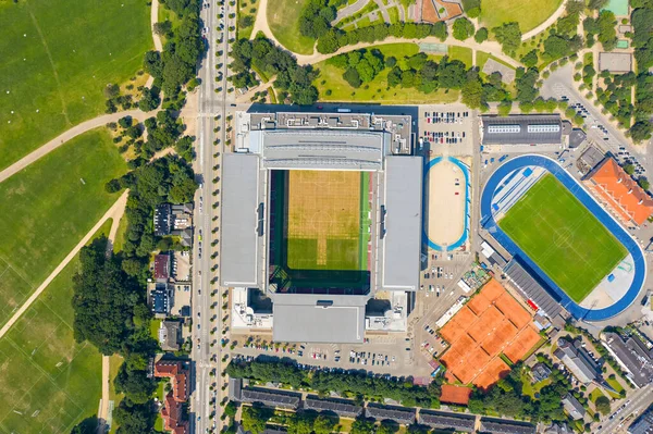 Copenhague Dinamarca Junho 2019 Parken Stadium Vista Aérea Verão — Fotografia de Stock