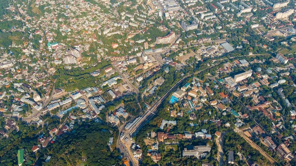 俄罗斯 基洛沃茨克 Kurortny Boulevard Narzan Gallery Railway Station Aerial View — 图库照片