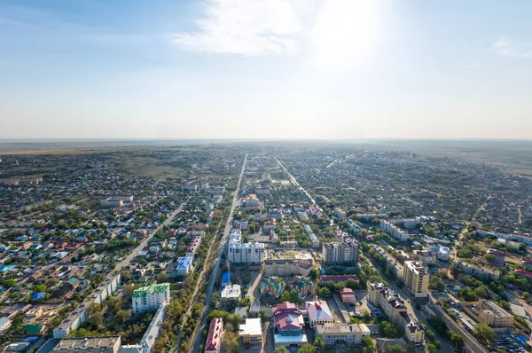 Elista Ryssland Panorama Över Staden Morgonen Flygbild — Stockfoto