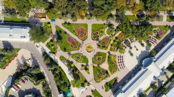 Pyatigorsk Rosja Galeria Lermontov Park Kwiat Ogród Widok Lotu Ptaka — Zdjęcie stockowe