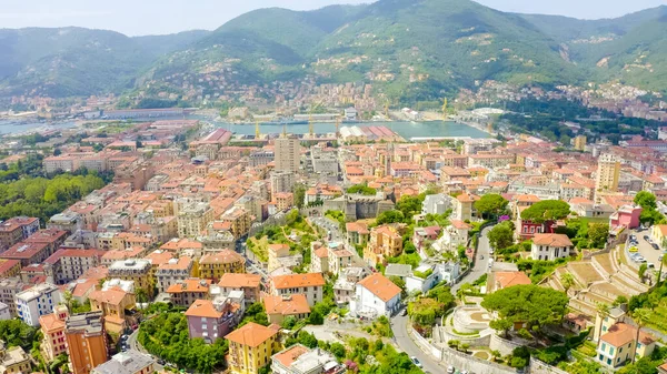 Spezia Italia Parte Central Ciudad Vista Aérea Verano —  Fotos de Stock