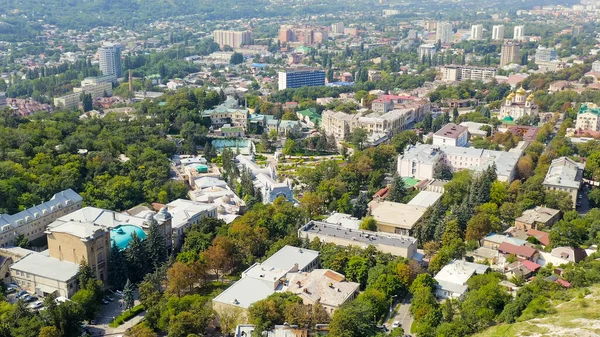 Pyatigorsk Rosja Galeria Lermontov Park Kwiat Ogród Widok Lotu Ptaka — Zdjęcie stockowe