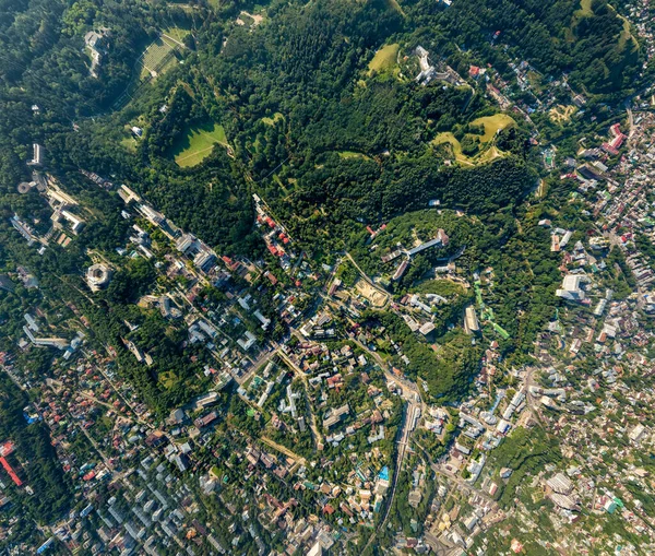 Κισλοβοντσκ Ρωσία Πόλη Πανόραμα Και Βουνά Πάρκο Αναψυχής Αεροφωτογραφία — Φωτογραφία Αρχείου