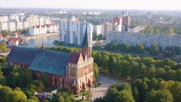 Dolly zoom. Catedral de Kaliningrado en la isla de Kant. Rusia, Kaliningrado — Vídeo de stock
