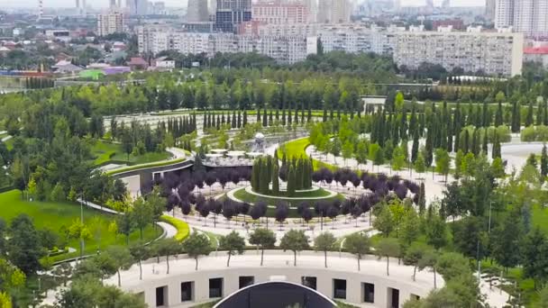 Zbliżenie Dolly. Krasnodar, Rosja. Park publiczny Krasnodar (Galicki Park). Letni widok z powietrza — Wideo stockowe