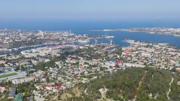 Sevastopol, Crimea. Bays of the city of Sevastopol in summer in sunny weather. The ships. 4K — Stock Video