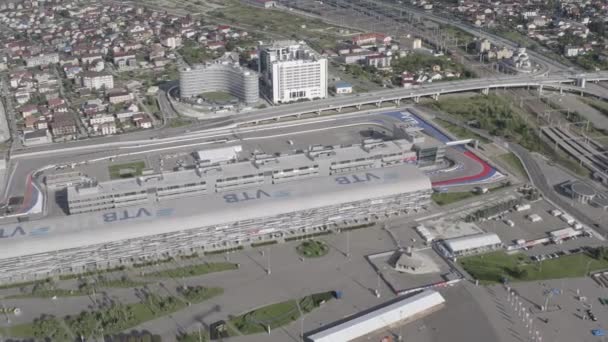 Sochi, Rusia. Sochi Autodrom. Soportes principales. Parque Olímpico Sochi. Buenos días. 4K — Vídeos de Stock