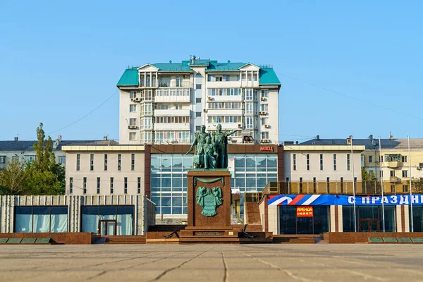 Novorossiysk Rússia Setembro 2020 Monumento Fundadores Novorossiysk Raevsky Lazarev Serebryakov — Fotografia de Stock