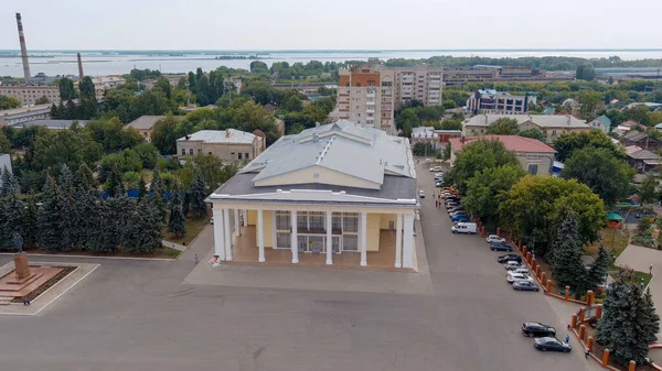 Syzran Russia August 2021 Syzran Drama Theater Central Square Aerial — Stock Photo, Image