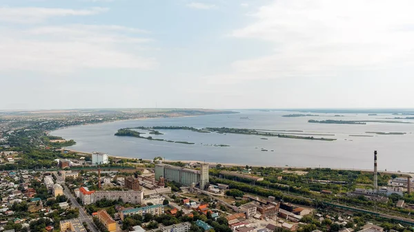 Syzran Rusya Sanayi Bölgesi Şehrin Volga Nehrinin Panoramik Manzarası Sovetskaya — Stok fotoğraf