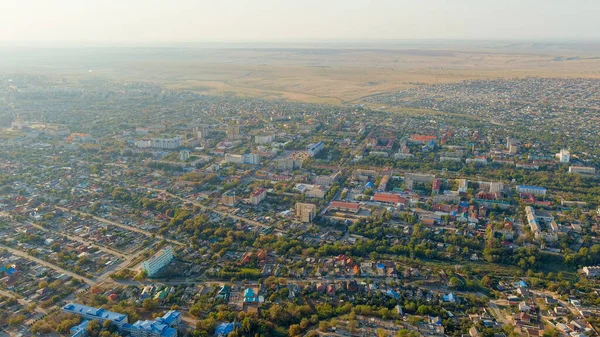 Elista Ryssland Panorama Staden Morgonen Flygfoto — Stockfoto