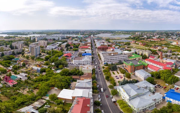 俄罗斯锡兹兰 市中心 苏联街空中景观 — 图库照片