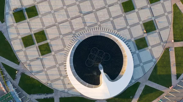 俄罗斯索契 2021年9月4日 奥运圣火 索契的奥林匹克公园小天狼星领地 空中俯瞰 俯冲上方 — 图库照片
