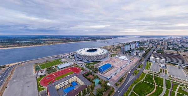 Wolgograd Russland September 2020 Rotor Stadion Luftaufnahme Bei Sonnenuntergang Sturz — Stockfoto
