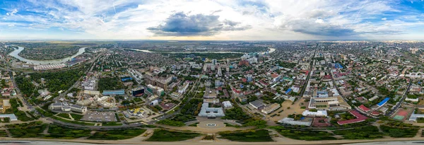 ロシアのクラスノダール 2020年8月27日 街の夏の空中パノラマ パノラマ360 — ストック写真
