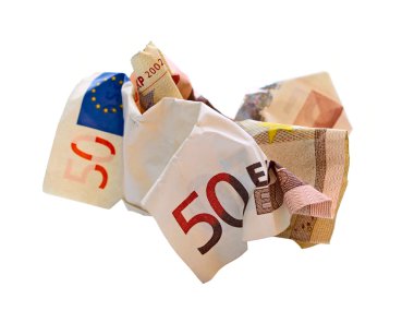 Crumpled euro bill clipart