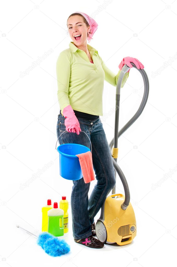 Jeune femme avec des bottes en caoutchouc et des vêtements