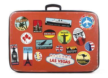 Old suitcase with stickers