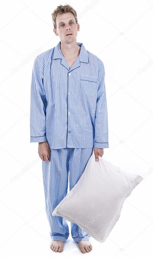 Man in pyjamas shop