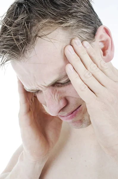 Hombre con dolor de cabeza — Foto de Stock