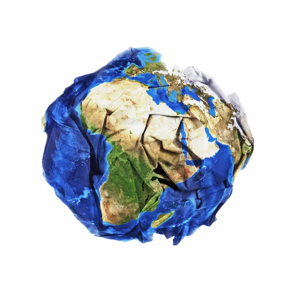 Zerbröseltes Papier Planet Erde — Stockfoto