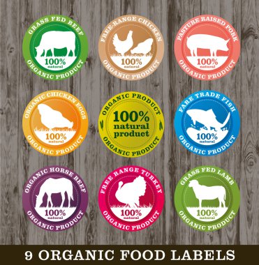 Organic food labels vector clipart