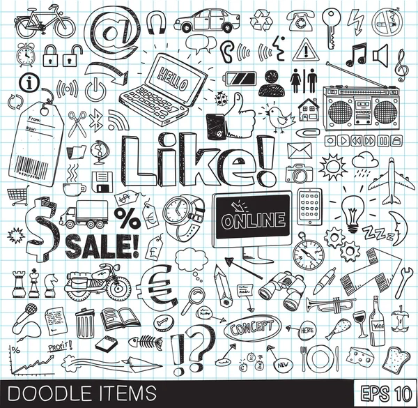Doodle icons vector image — Stock Vector