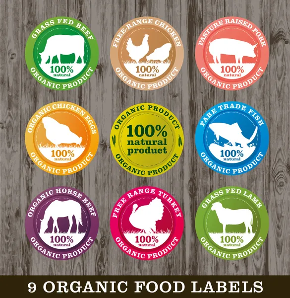 Organic food labels vector — Stock Vector