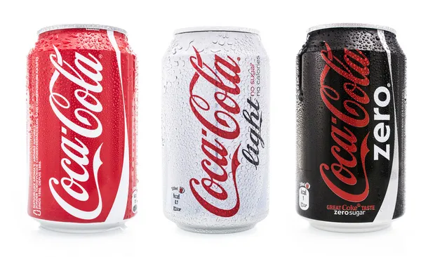 Coca cola soda cans — Stockfoto