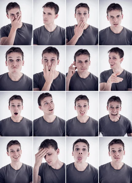 Conjunto de diferentes expresiones faciales o emociones — Foto de Stock