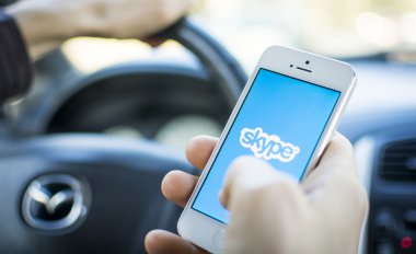 Skype on smart phone clipart
