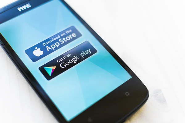 App Store vs google play — стоковое фото
