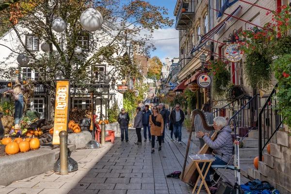 Quebec Canada Ottobre 2021 Persone Che Camminano Sulla Quartier Petit — Foto Stock