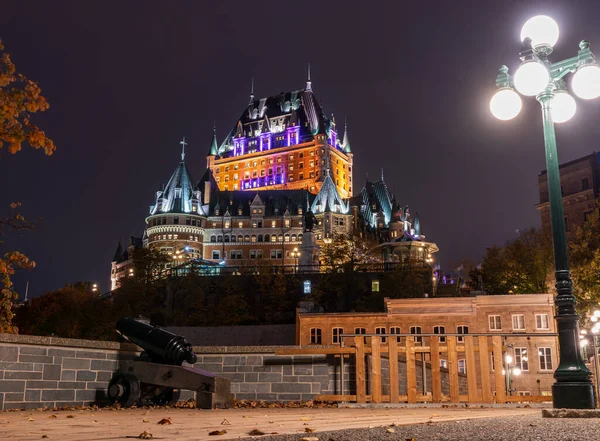Sonbaharda Quebec Şehri Nin Gece Manzarası — Stok fotoğraf