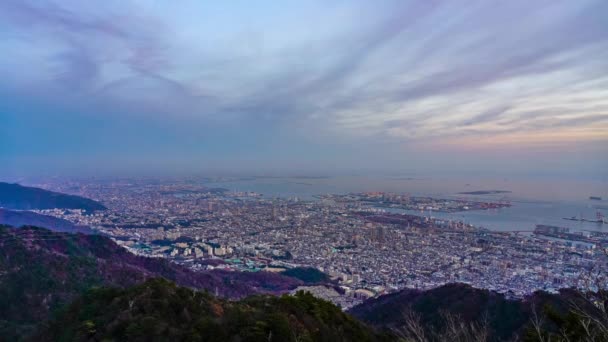 Kobe City Panoramatický Pohled Time Lapse Západ Slunce Noci Maya — Stock video