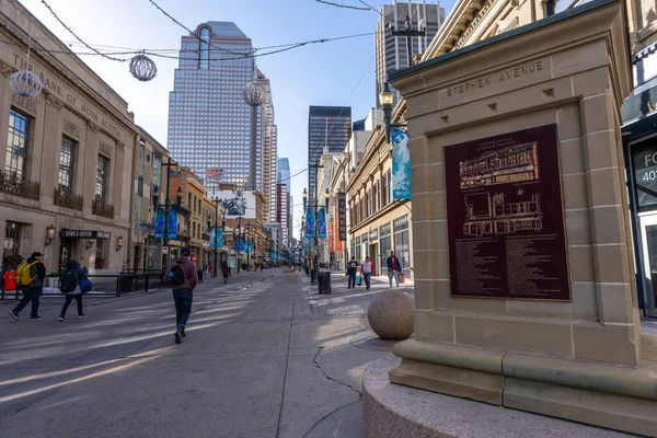 Calgary Kanada Mart 2022 Stephen Avenue Cadde Calgary Şehir Merkezinin — Stok fotoğraf