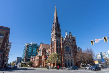 Victoria, BC, Kanada - 14 Nisan 2021: St. Andrew Katedrali. British Columbia, Kanada 'daki Victoria piskoposluğu için bir Roma Katolik katedrali..