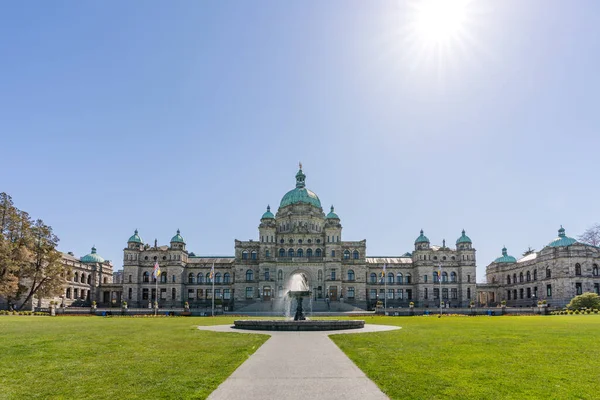 Victoria Canadá Abril 2021 British Columbia Parliament Buildings Fuente Asamblea — Foto de Stock