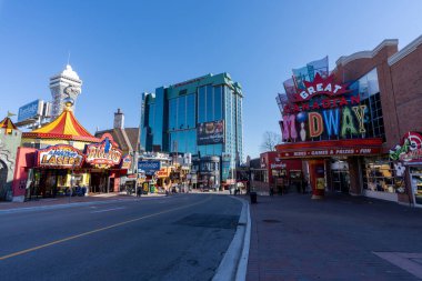 Niagara Falls, Ontario, Canada - December 13 2021 : Downtown Niagara Falls City Clifton Hill amusement area.