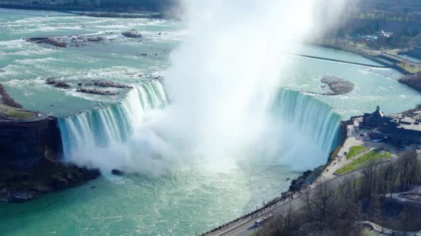 Kilátással Niagara Folyóra Patkó Vízesés Egy Napsütéses Napon — Stock videók