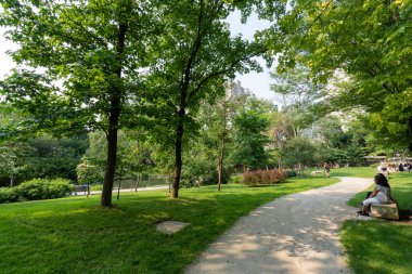 Mississauga, Ontario, Canada - July 18 2021 : Kariya Park in summer. A Japanese garden located in downtown Mississauga.