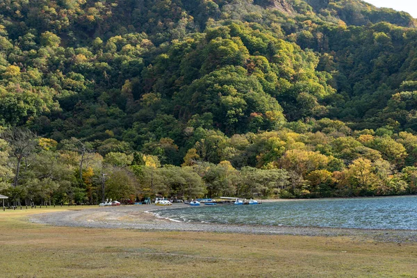 Beautiful Autumn Foliage Scenery Landscapes Lake Towada Sunny Day View — Stock Photo, Image