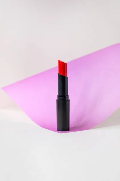 Hermoso Lápiz Labial Sobre Fondo Blanco Rosa Producto Maquillaje Profesional —  Fotos de Stock