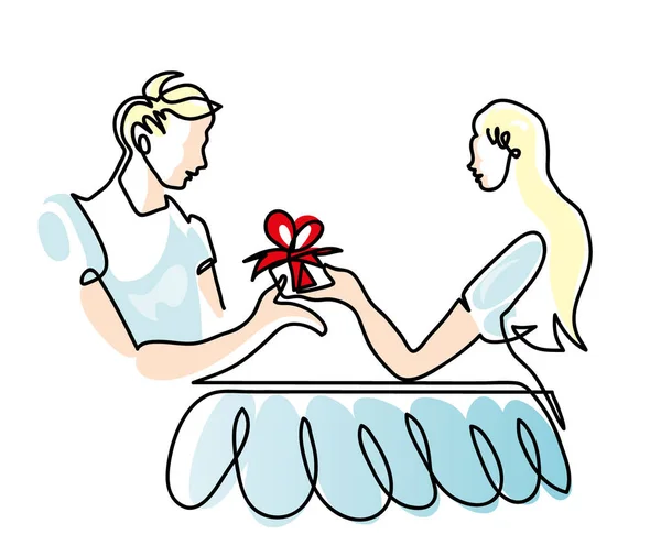 Sevgililer günü için bir satır hediye. Sürekli bir doğum günü çizimi veya yıldönümü konsepti..