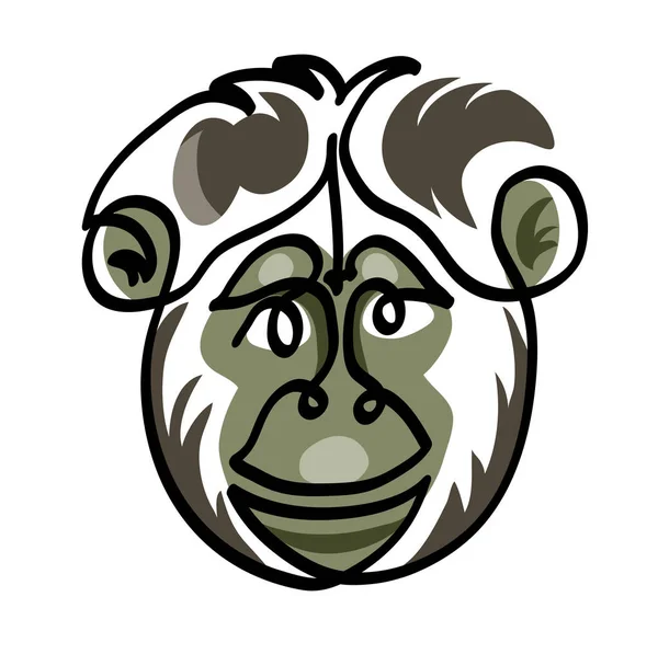 Одна Линия Рисунок Шимпанзе Одна Непрерывная Линия Рисунок Головы Обезьяны — стоковое фото