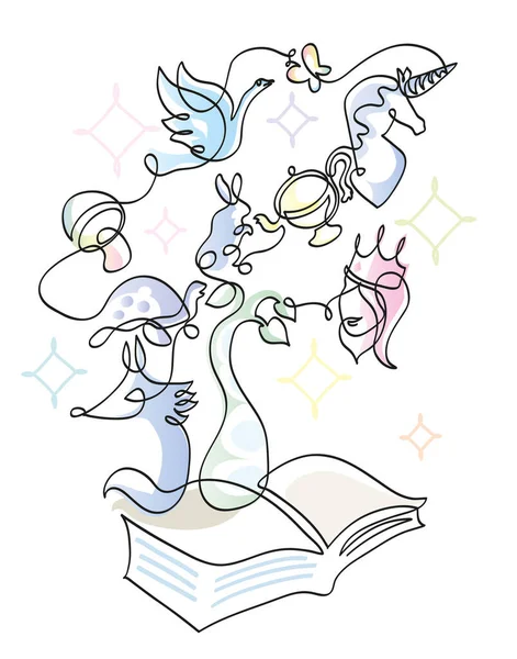 Hikaye kitabının bir çizimi. Peri masalı kitabının aralıksız bir çizimi.