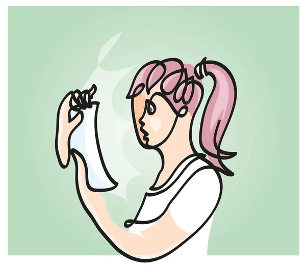 Bir sıra kadın çizimi elektrik faturasıyla hayrete düşürüyor. Stresli bir kadının kesintisiz çizimi elektrik faturasıyla şok oldu..