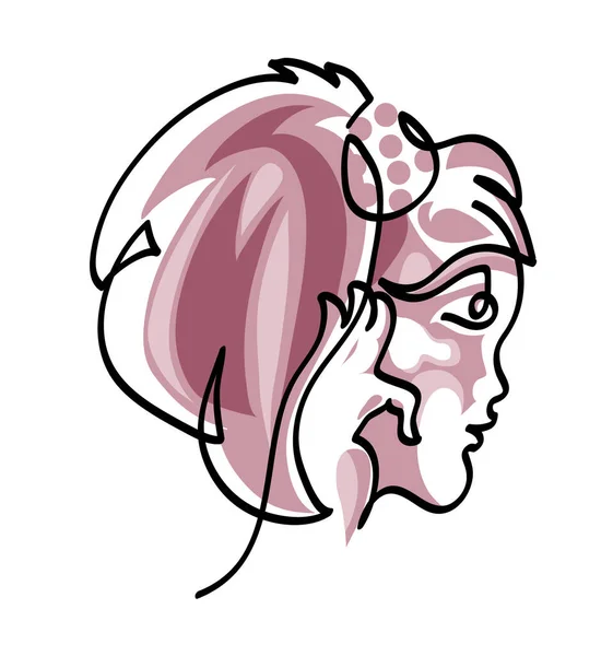 Yüz kremi süren bir kadın çizimi. Sürekli cilt bakımı ve kozmetik konsepti çizimi..